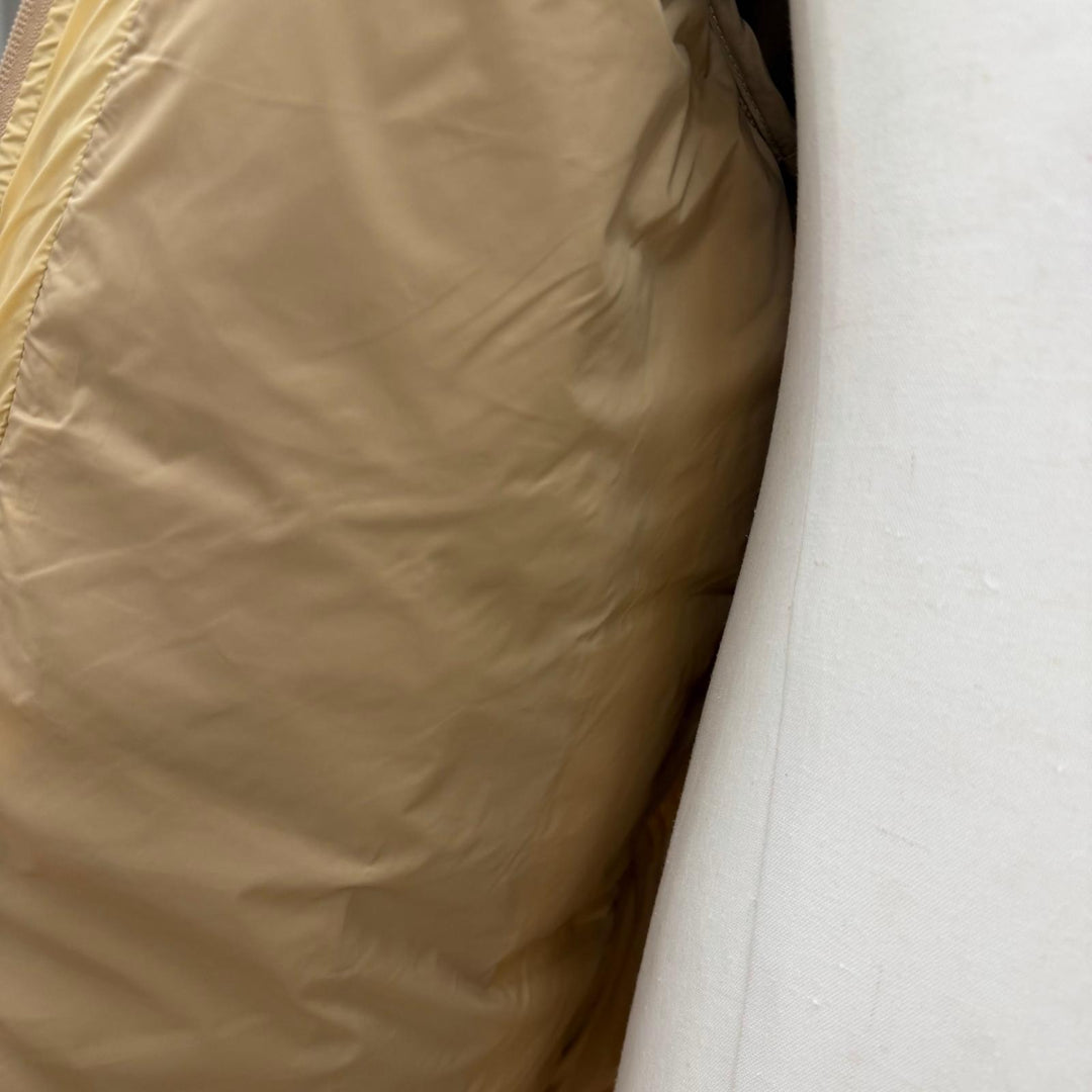 Excellent Pyrenex down coat POSETS Double zip-up with logo patch Yellow beige XL