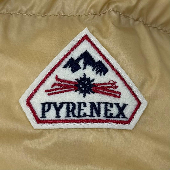 Excellent Pyrenex down coat POSETS Double zip-up with logo patch Yellow beige XL