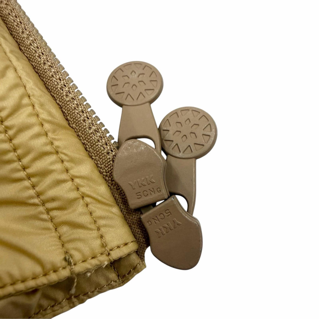 Excellent Pyrenex down coat POSETS Double zip-up with logo patch Yellow beige XL