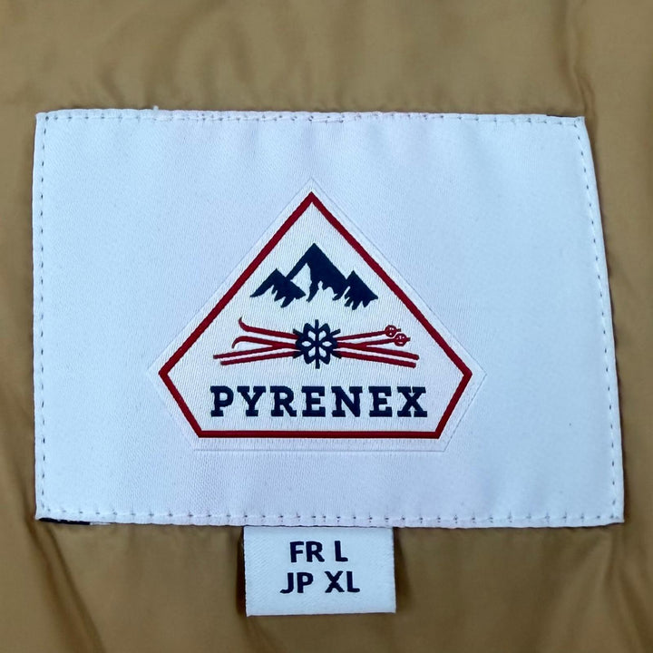 Excellent Pyrenex down coat POSETS Double zip-up with logo patch Yellow beige XL