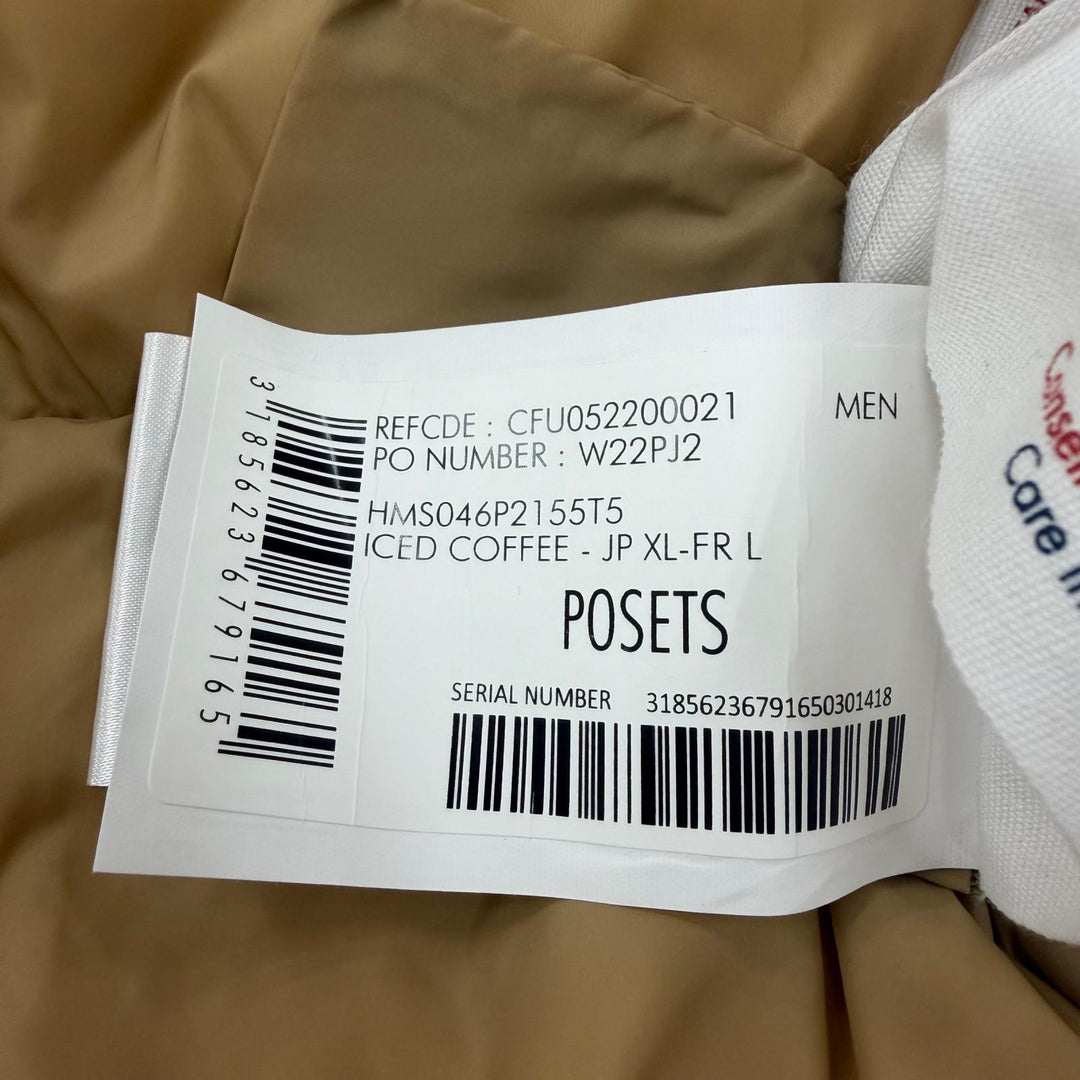 Excellent Pyrenex down coat POSETS Double zip-up with logo patch Yellow beige XL