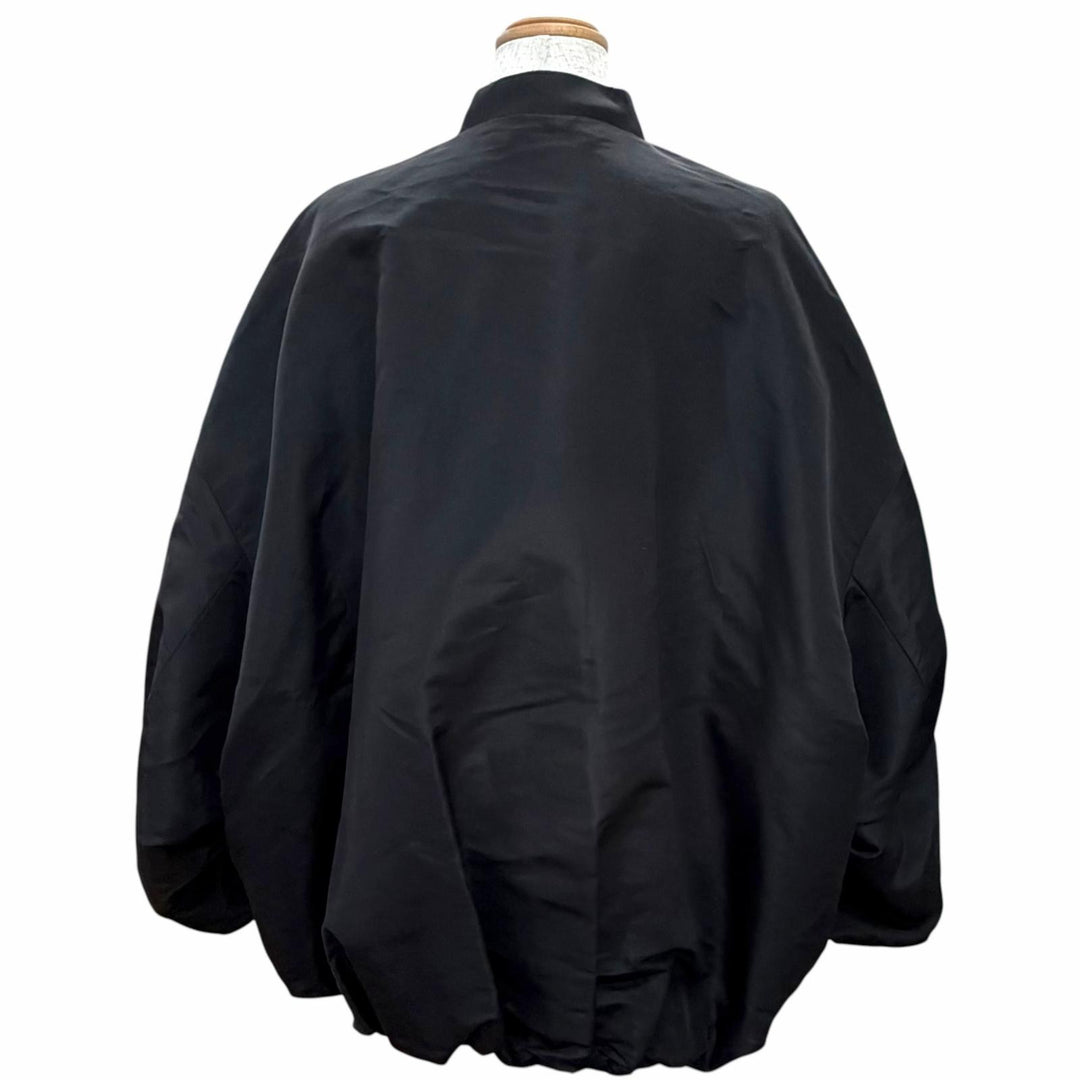 Excellent VALENTINO Bomber jacket Padded zip-up black silk Women 48 XV0CIL458E5
