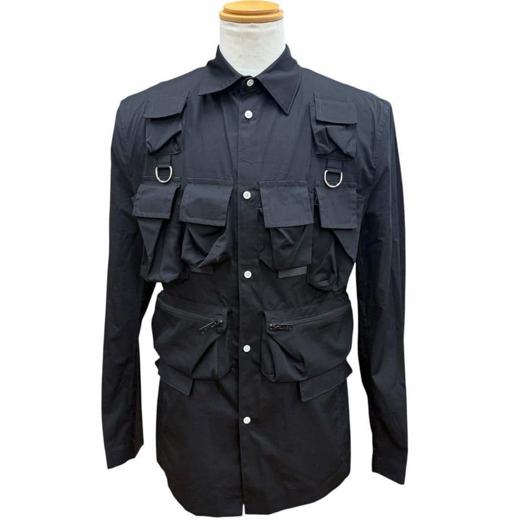 Excellent PRADA Jacket Utility Multi-Pocket Shirt Jacket black cotton 46 UGI267