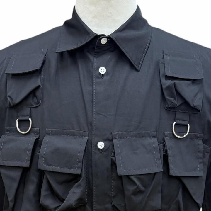 Excellent PRADA Jacket Utility Multi-Pocket Shirt Jacket black cotton 46 UGI267