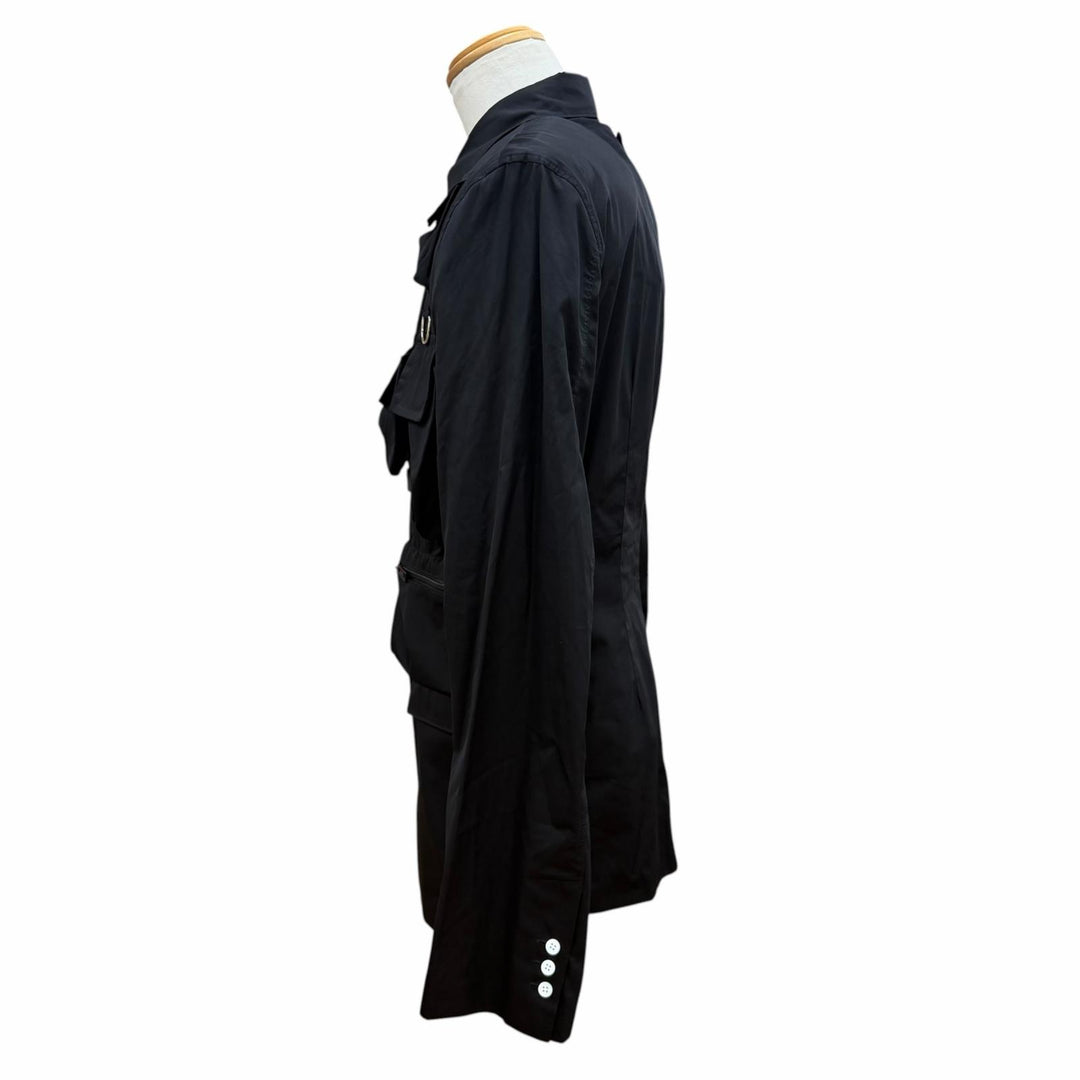 Excellent PRADA Jacket Utility Multi-Pocket Shirt Jacket black cotton 46 UGI267