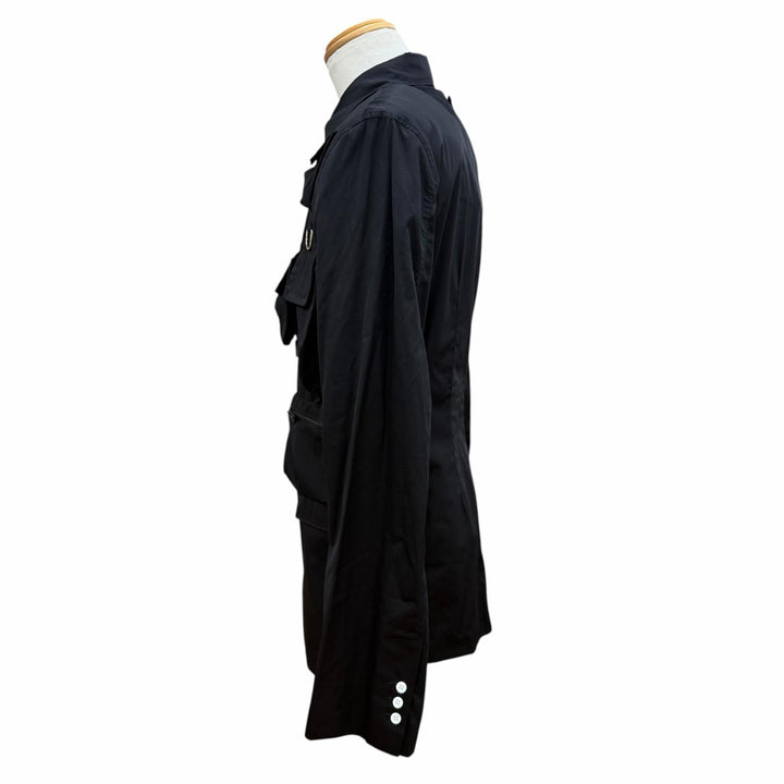 Excellent PRADA Jacket Utility Multi-Pocket Shirt Jacket black cotton 46 UGI267