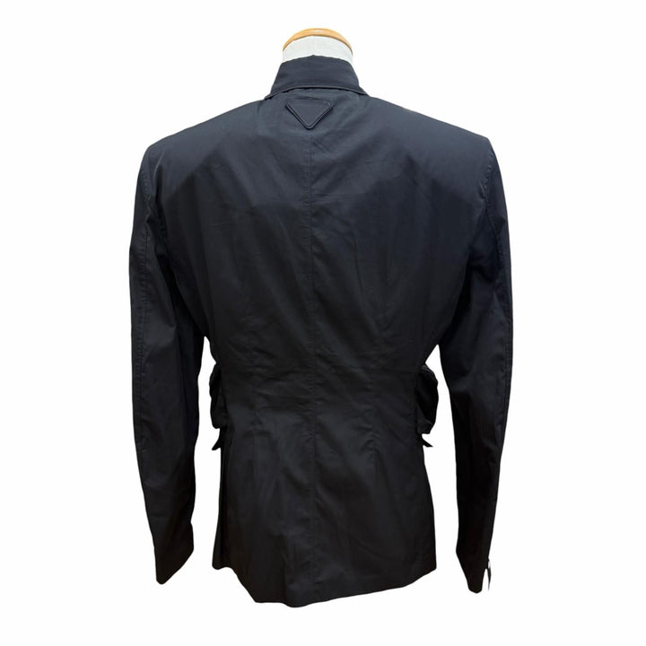 Excellent PRADA Jacket Utility Multi-Pocket Shirt Jacket black cotton 46 UGI267