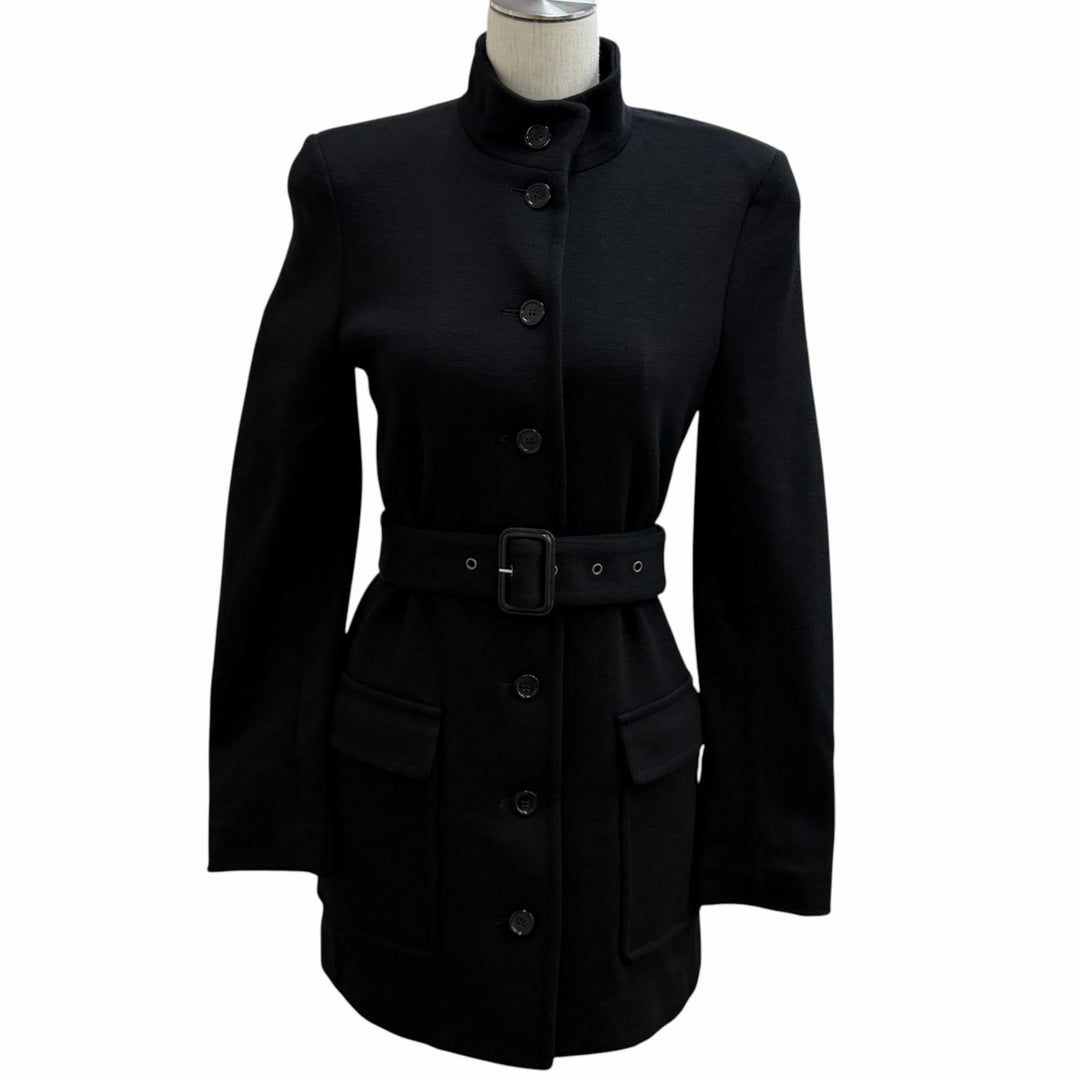 Excellent SAINT LAURENT PARIS coat Belted logo button wool top IT 36 777334