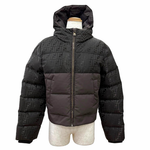 Pristine FENDI Down jacket FF logo Zucca Pattern hooded zip-up XS FAN225