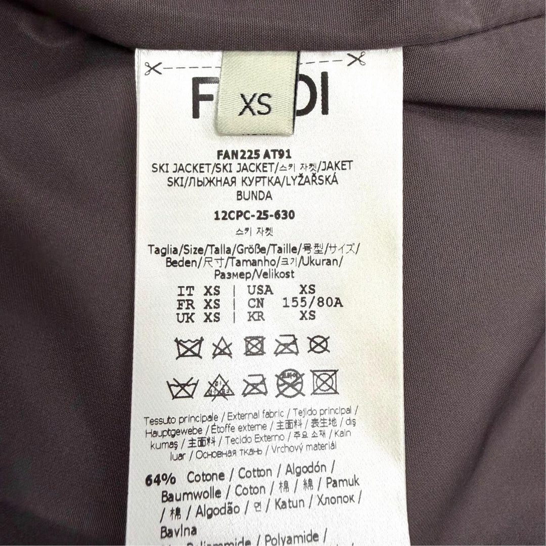 Pristine FENDI Down jacket FF logo Zucca Pattern hooded zip-up XS FAN225
