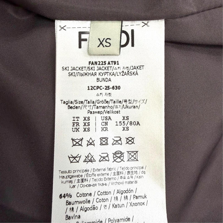Pristine FENDI Down jacket FF logo Zucca Pattern hooded zip-up XS FAN225