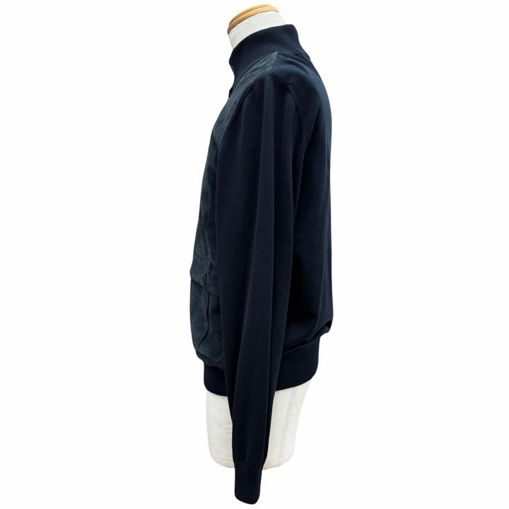 Great Brioni Jacket Knit-paneled stand-collar blouson with logo buttons Navy S