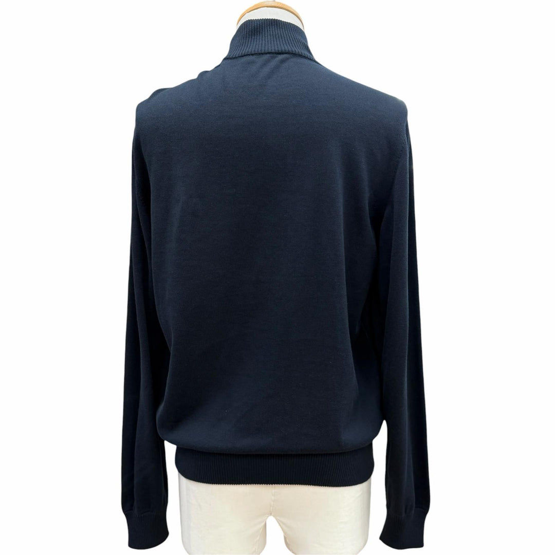 Great Brioni Jacket Knit-paneled stand-collar blouson with logo buttons Navy S