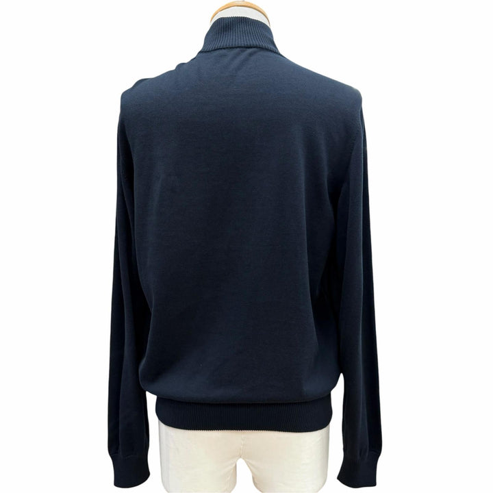 Great Brioni Jacket Knit-paneled stand-collar blouson with logo buttons Navy S