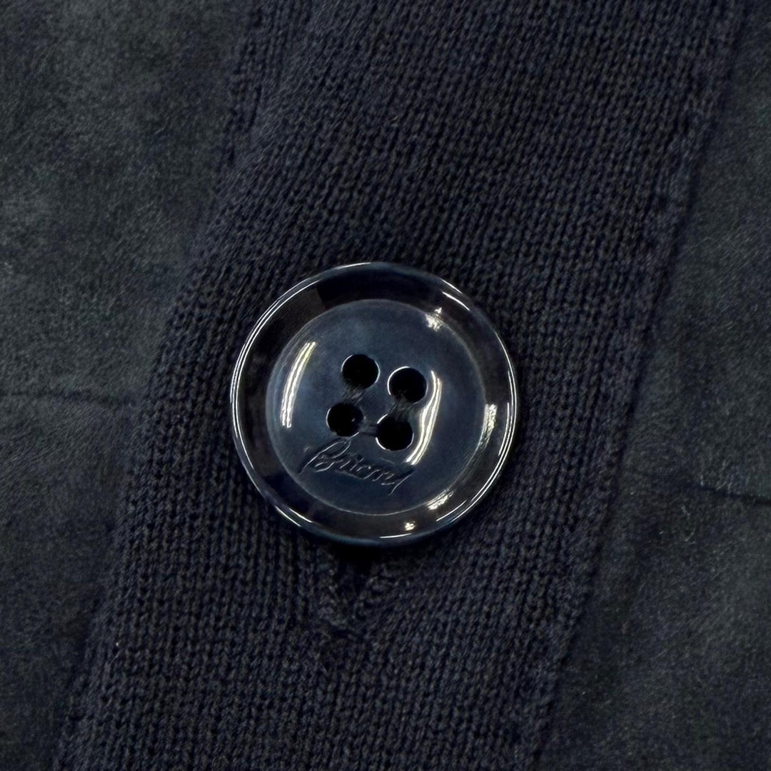 Great Brioni Jacket Knit-paneled stand-collar blouson with logo buttons Navy S