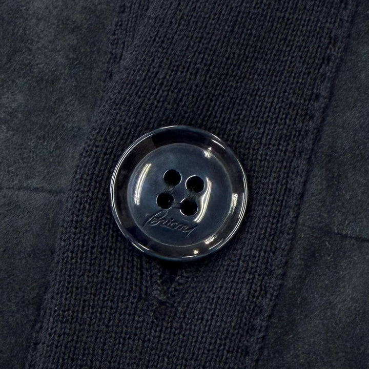 Great Brioni Jacket Knit-paneled stand-collar blouson with logo buttons Navy S