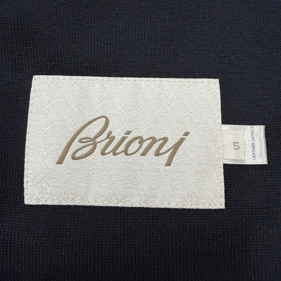 Great Brioni Jacket Knit-paneled stand-collar blouson with logo buttons Navy S