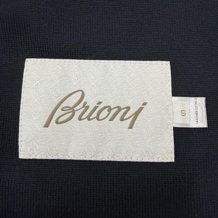 Great Brioni Jacket Knit-paneled stand-collar blouson with logo buttons Navy S
