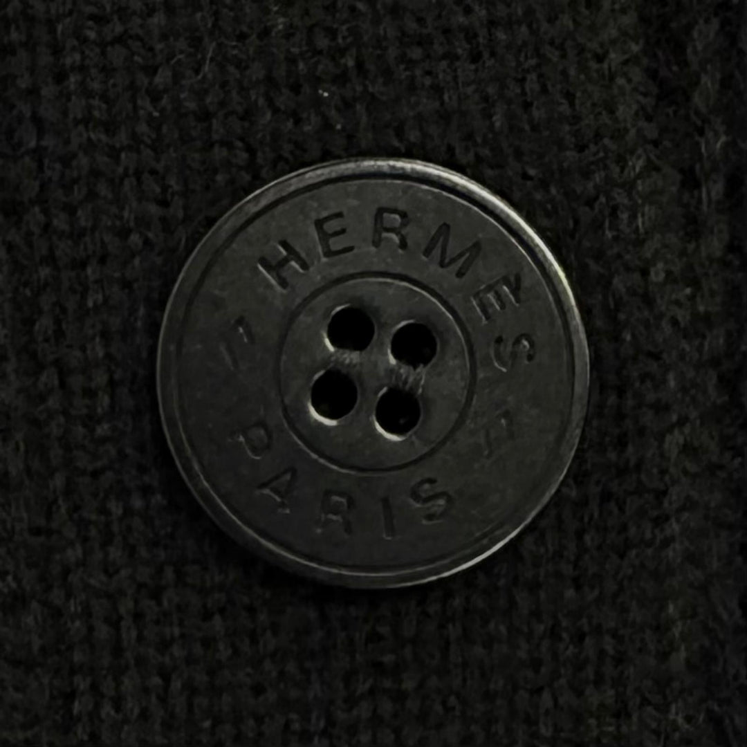 Excellent HERMES cardigan Belted, Sellier button, H motif, long wool 36 4E2522D3