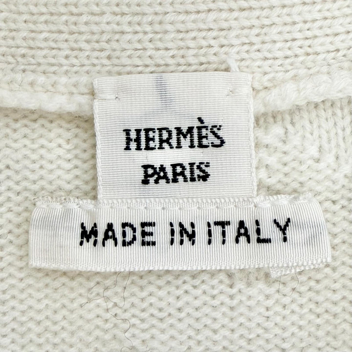 Excellent HERMES Sellier Button Belted H-Motif Knit Cardigan 34 4E2522D3
