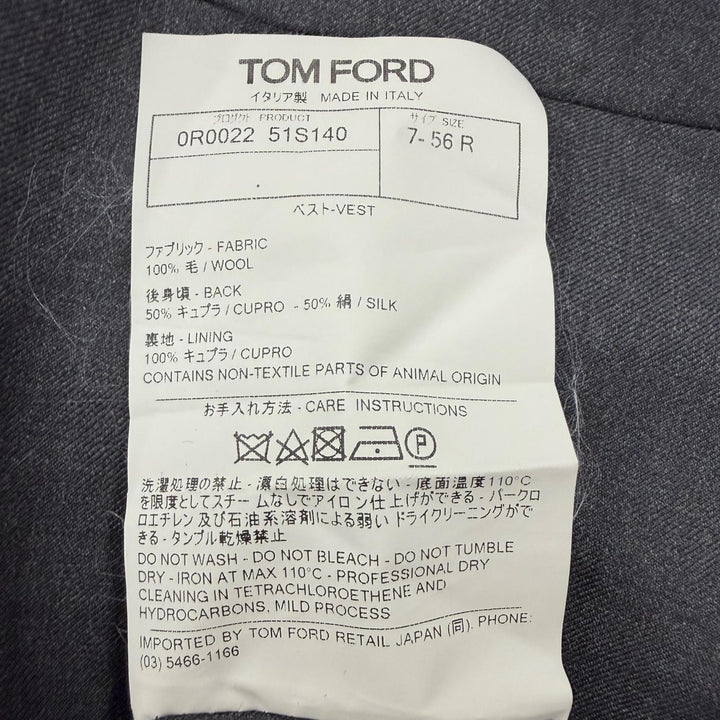 Excellent TOM FORD Best gray wool mens 56 0R0022 51S140