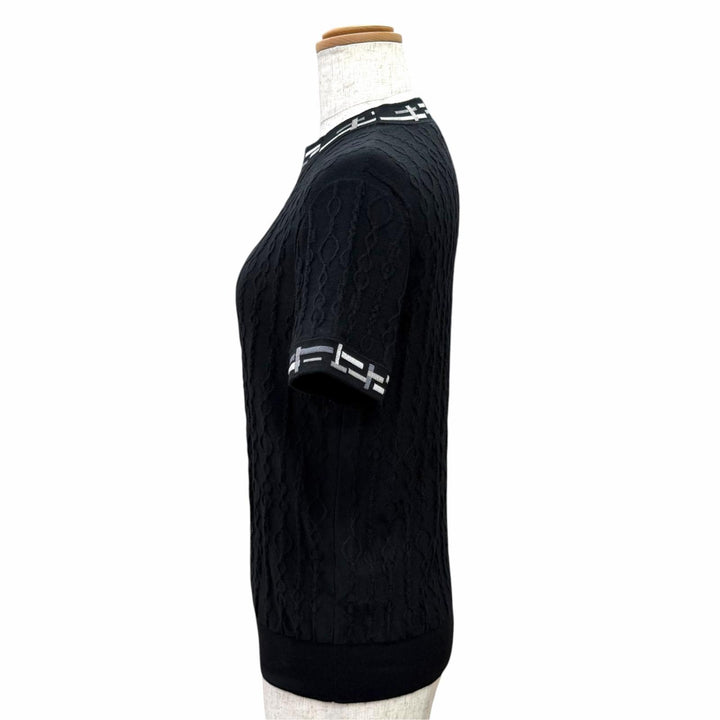 Excellent HERMES Short sleeve knit Do Re Boucles black cashmere IT 36 3H2618DA