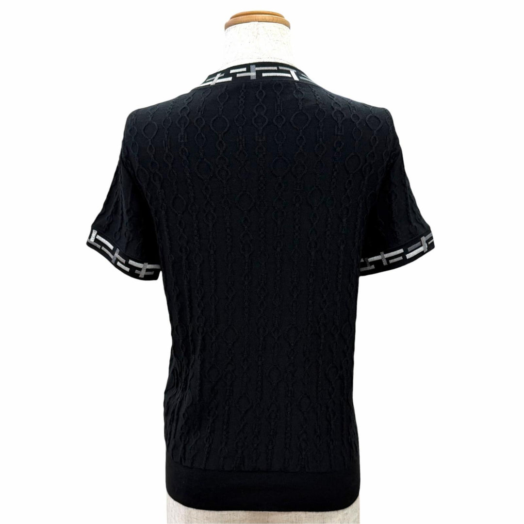 Excellent HERMES Short sleeve knit Do Re Boucles black cashmere IT 36 3H2618DA