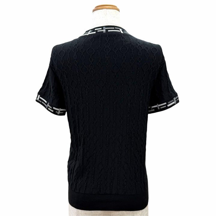 Excellent HERMES Short sleeve knit Do Re Boucles black cashmere IT 36 3H2618DA