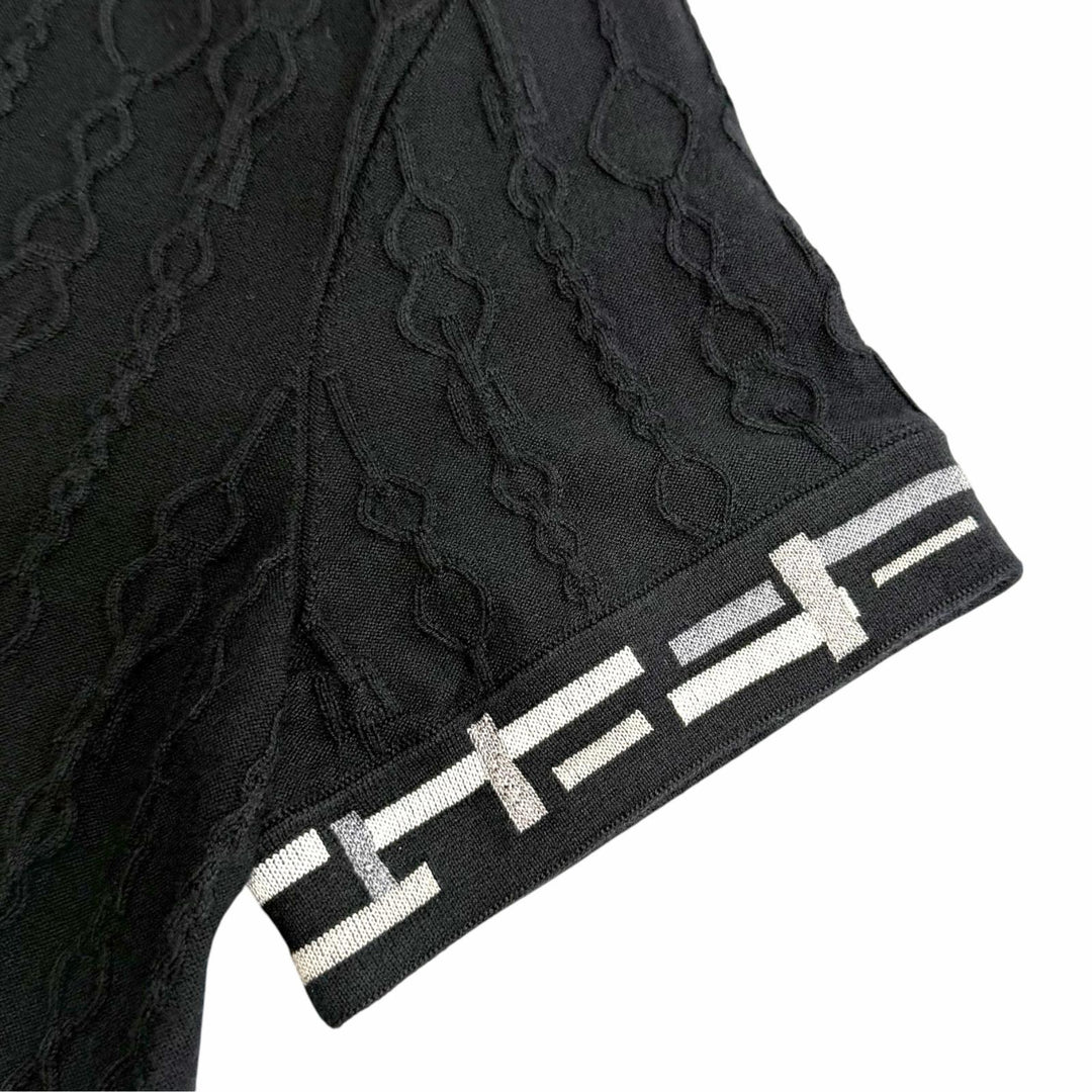 Excellent HERMES Short sleeve knit Do Re Boucles black cashmere IT 36 3H2618DA