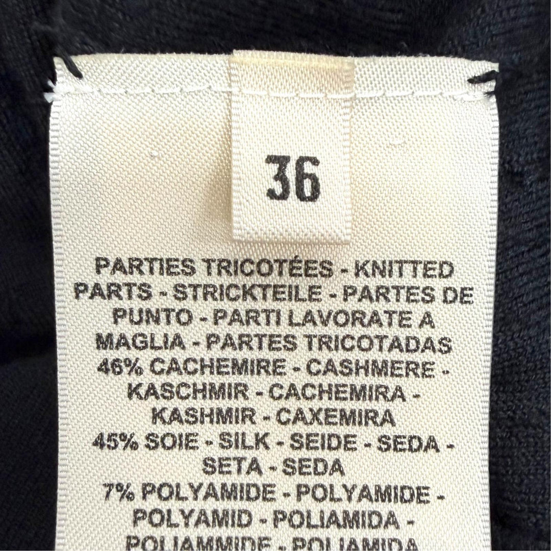 Excellent HERMES Short sleeve knit Do Re Boucles black cashmere IT 36 3H2618DA