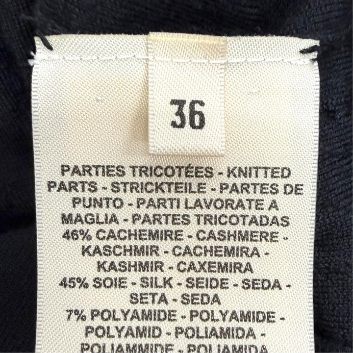 Excellent HERMES Short sleeve knit Do Re Boucles black cashmere IT 36 3H2618DA