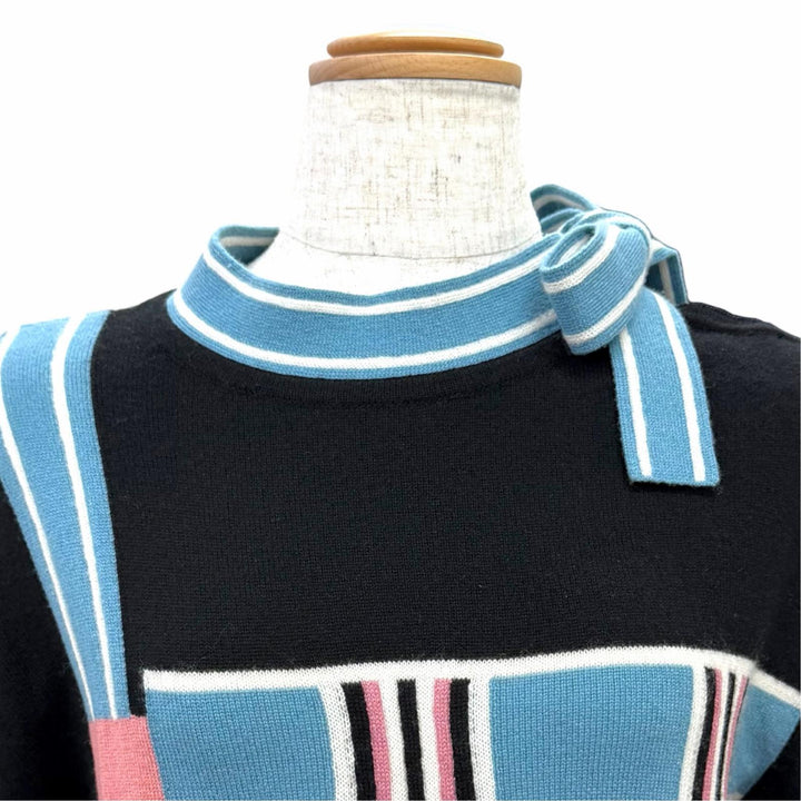 Excellent HERMES knit Lettres Equestres Long sleeve black cashmere 36 4H2633D8