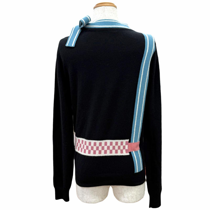 Excellent HERMES knit Lettres Equestres Long sleeve black cashmere 36 4H2633D8