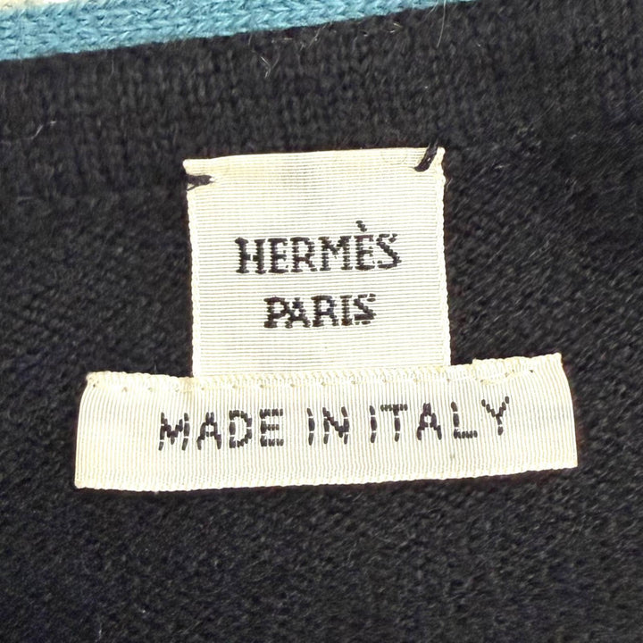 Excellent HERMES knit Lettres Equestres Long sleeve black cashmere 36 4H2633D8