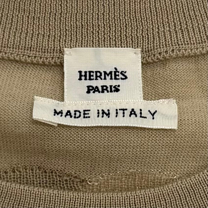 Excellent HERMES Short sleeve knit Kaleidoscope Effect beige wool IT 42 4H2640DE