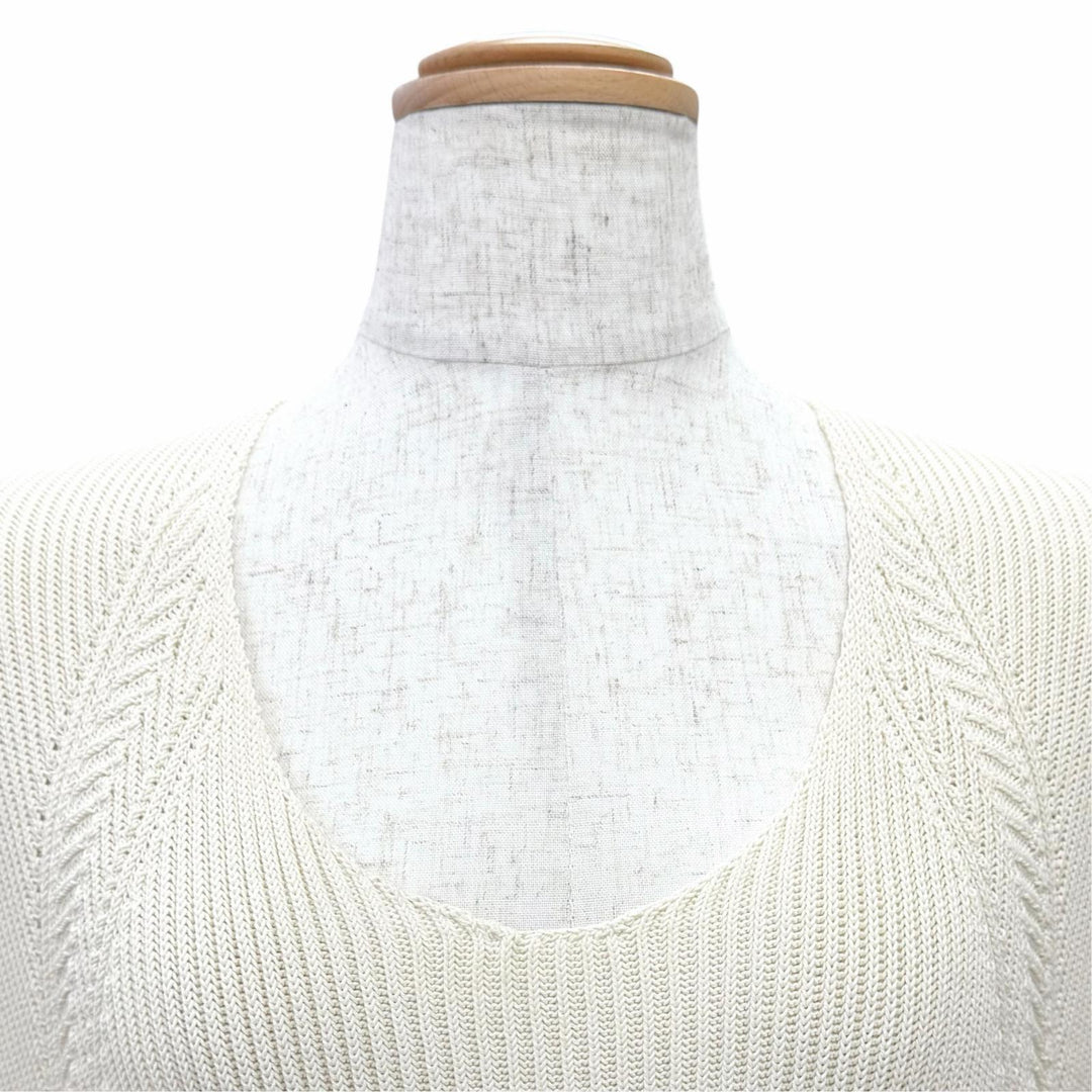 Excellent HERMES Best Sleeveless knit Ivory Rayon Women 34 66-7724