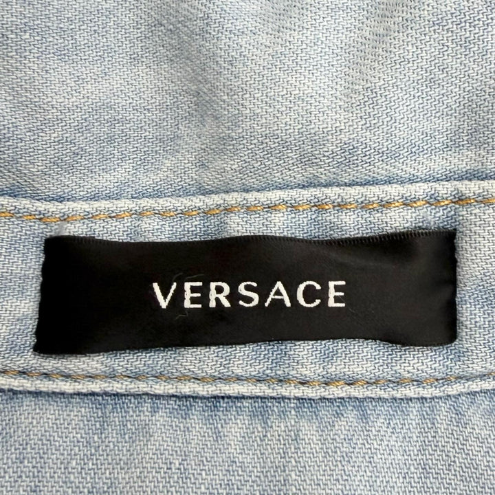 Excellent VERSACE Short sleeve shirt Baroque Medusa Button Open Collar
