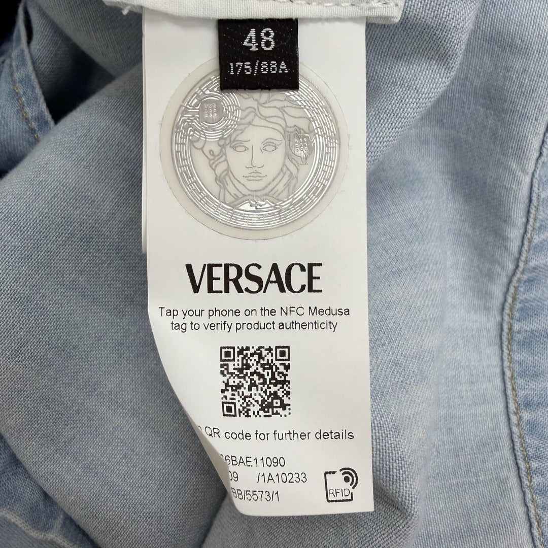 Excellent VERSACE Short sleeve shirt Baroque Medusa Button Open Collar