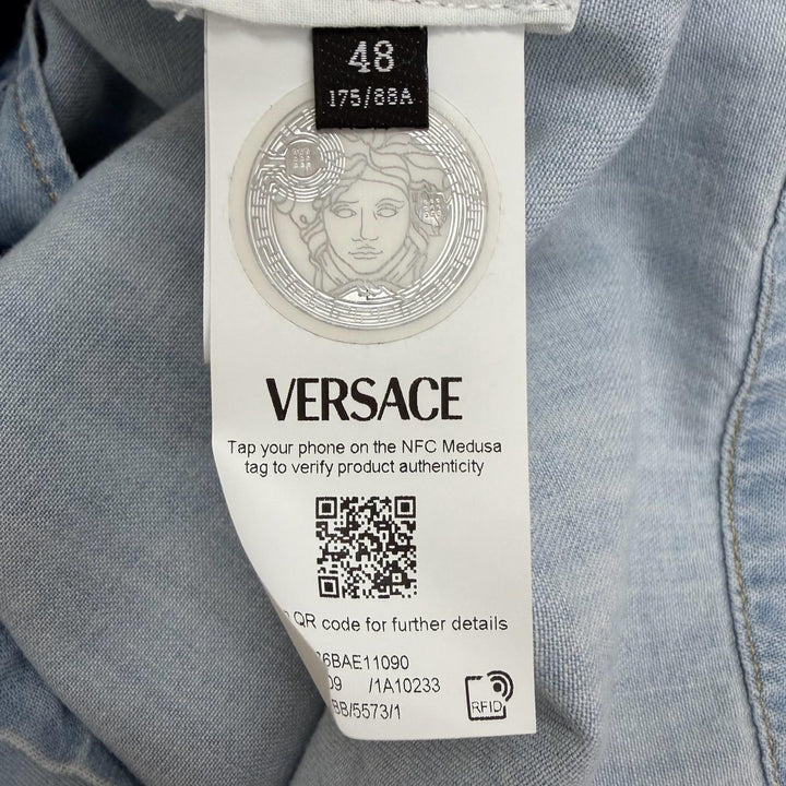 Excellent VERSACE Short sleeve shirt Baroque Medusa Button Open Collar