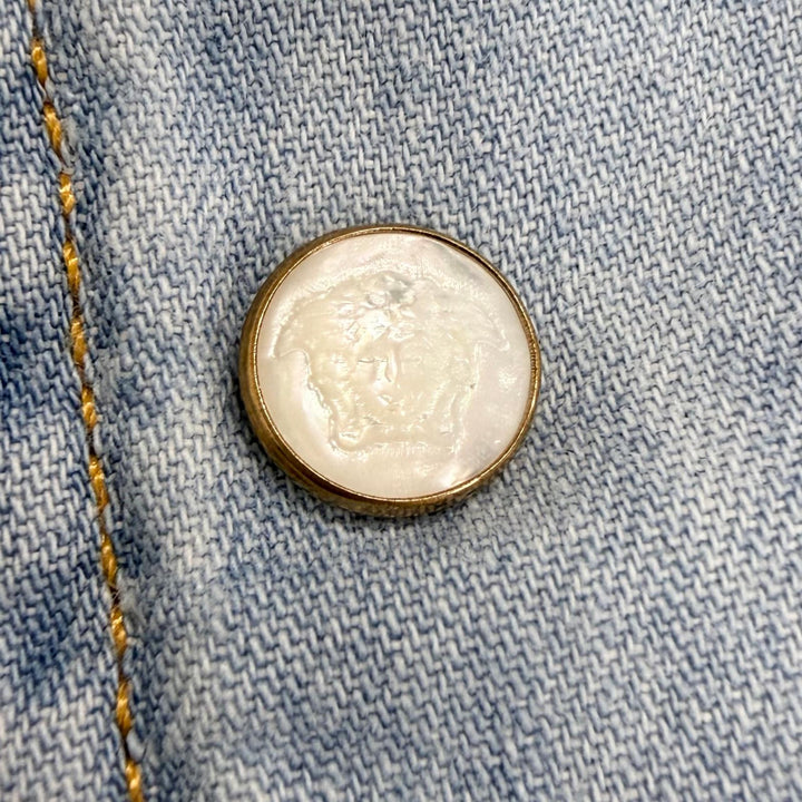 Excellent VERSACE Short sleeve shirt Baroque Medusa Button Open Collar