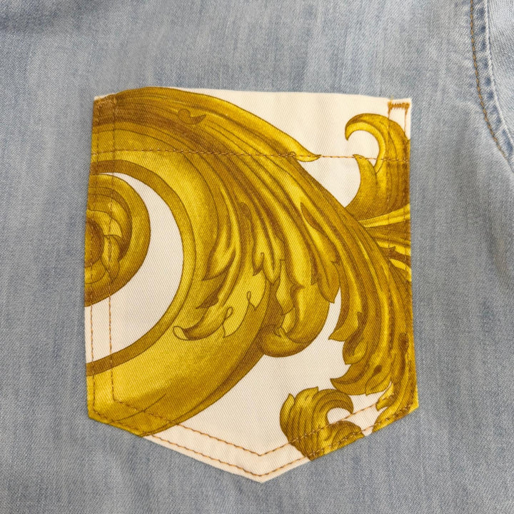 Excellent VERSACE Short sleeve shirt Baroque Medusa Button Open Collar