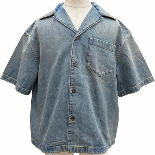 Excellent PRADA Short sleeve shirt Denim Jacket blue cotton mens M GEC068