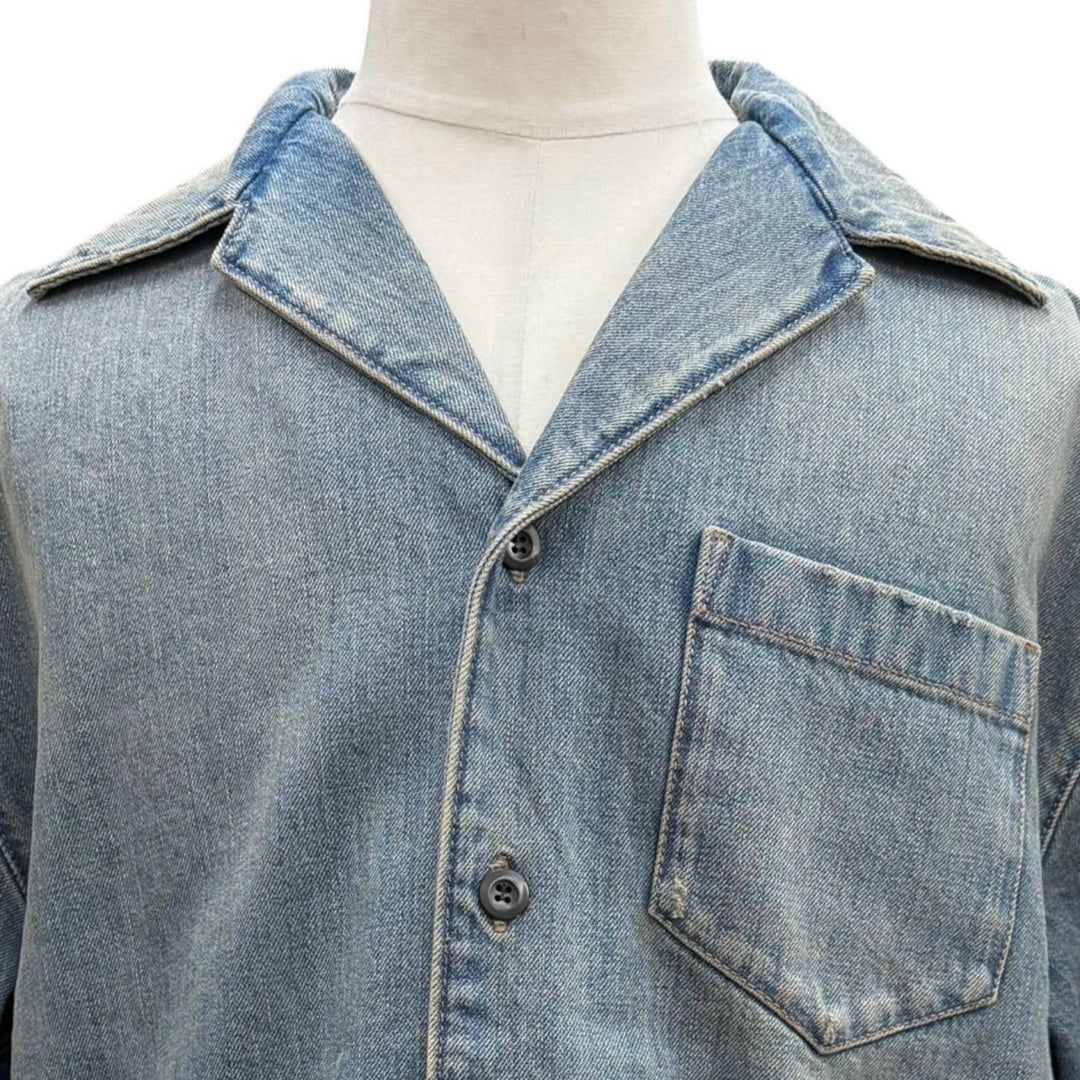 Excellent PRADA Short sleeve shirt Denim Jacket blue cotton mens M GEC068
