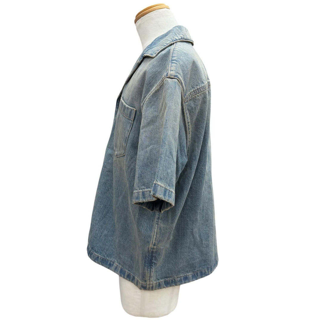Excellent PRADA Short sleeve shirt Denim Jacket blue cotton mens M GEC068