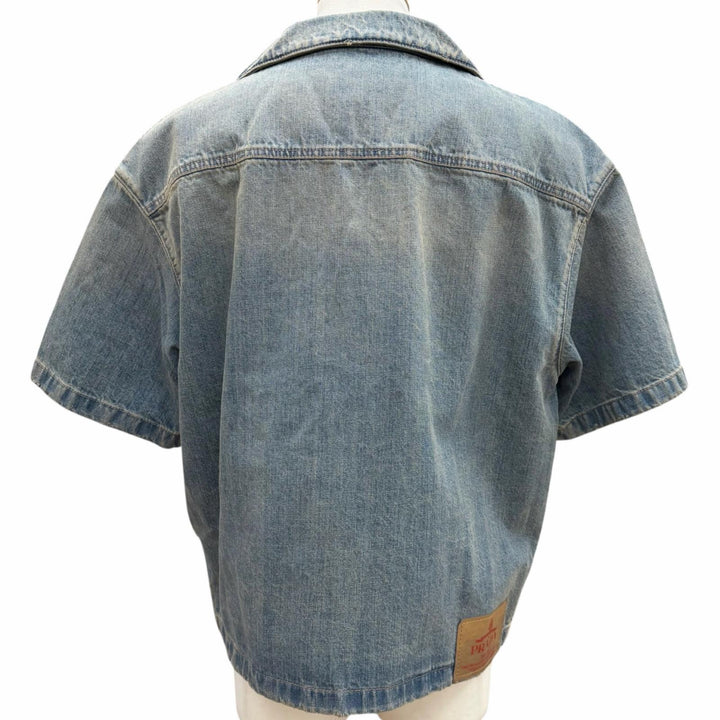 Excellent PRADA Short sleeve shirt Denim Jacket blue cotton mens M GEC068