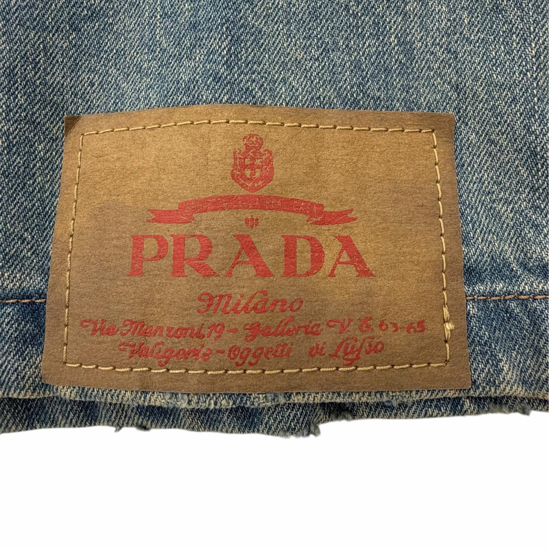 Excellent PRADA Short sleeve shirt Denim Jacket blue cotton mens M GEC068