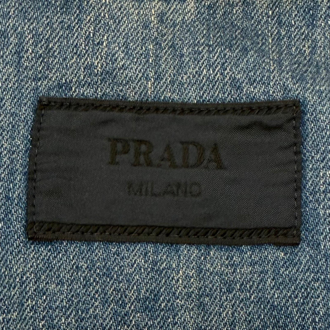 Excellent PRADA Short sleeve shirt Denim Jacket blue cotton mens M GEC068