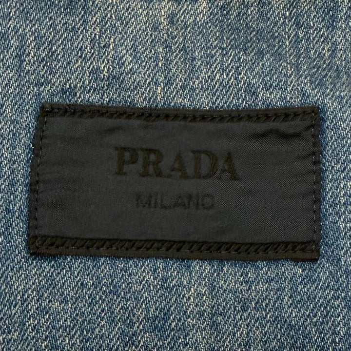 Excellent PRADA Short sleeve shirt Denim Jacket blue cotton mens M GEC068