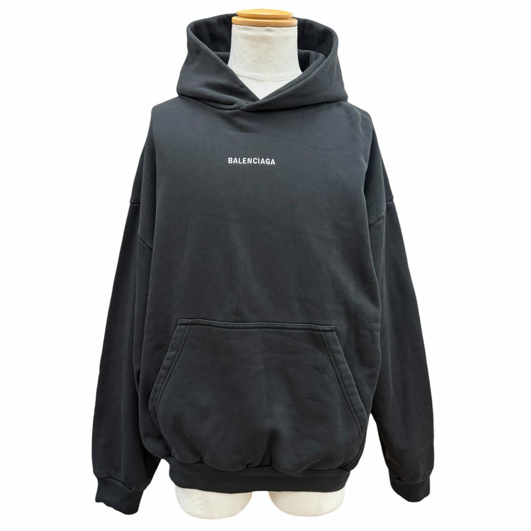 Excellent BALENCIAGA hoodie black cotton mens L 767877