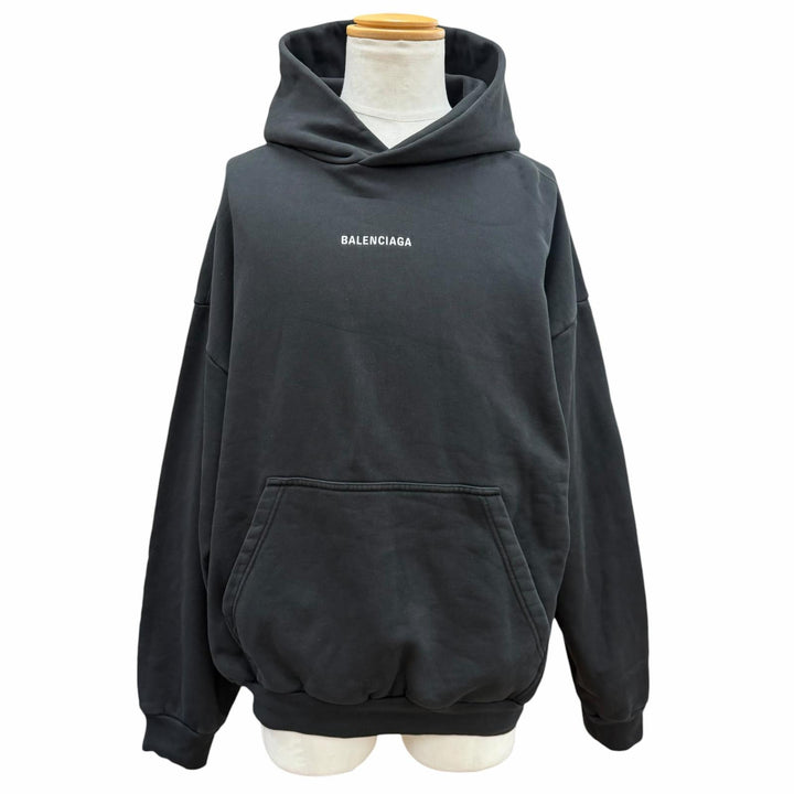 Excellent BALENCIAGA hoodie black cotton mens L 767877